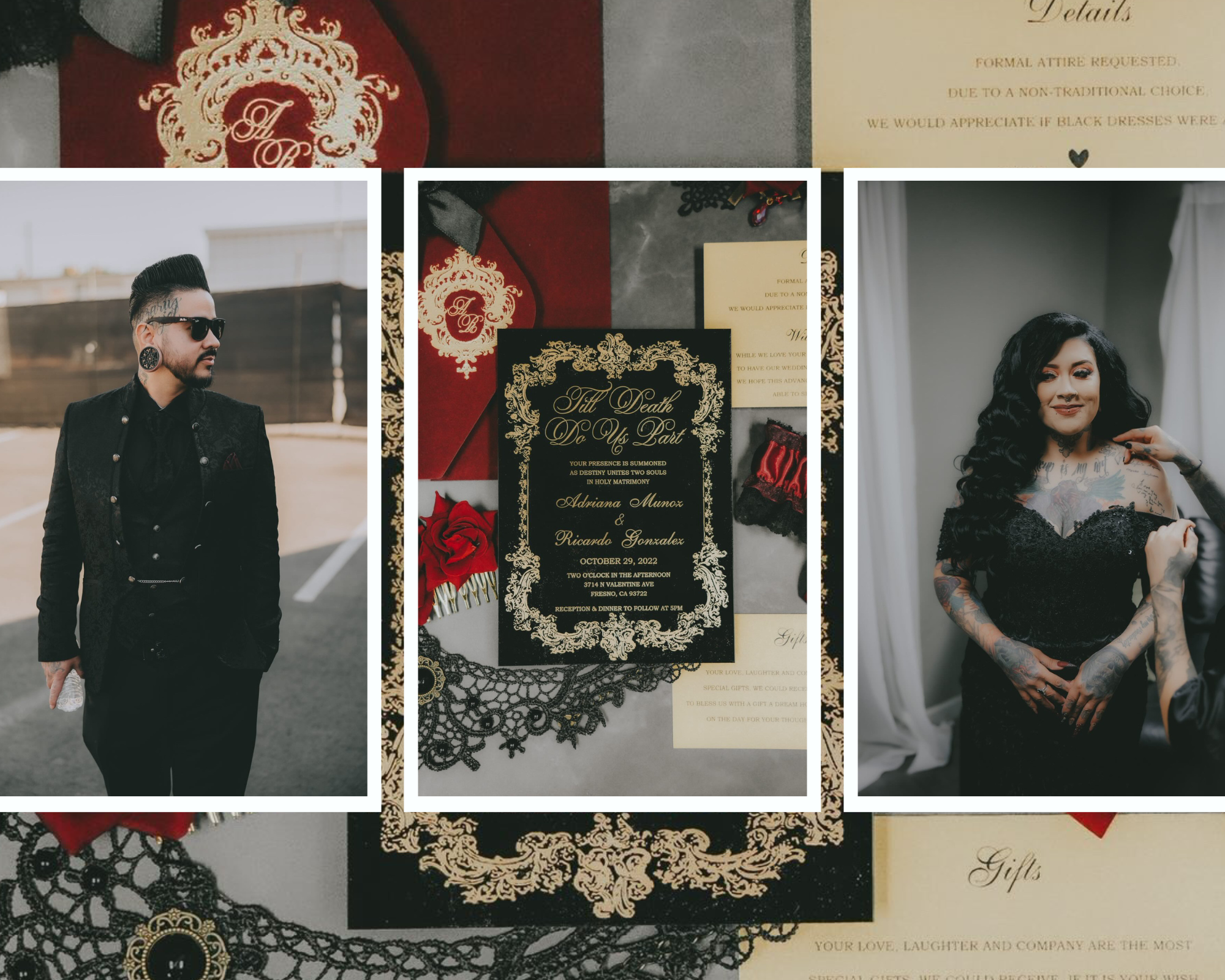Luxury Invites Custom Black Acrylic & Gold Foil wedding invites